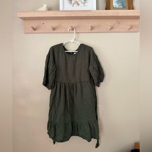 Little Cottonwood Kids Linen Olive Green Dress